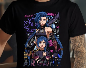 Jinx Shirt, League of Legends Shirt, Anime Graphic Tee, Streetwear Anime Outfit, Video Game Fanmerch, Vi Arcane Shirt, Unisex Tee, LOL Shirt