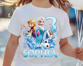 Personalized Frozen Elsa Birthday Shirt, Custom Name & Age, T-shirt,  Kids Disney Princess Party Outfit, Girls Birthday Celebration Shirt