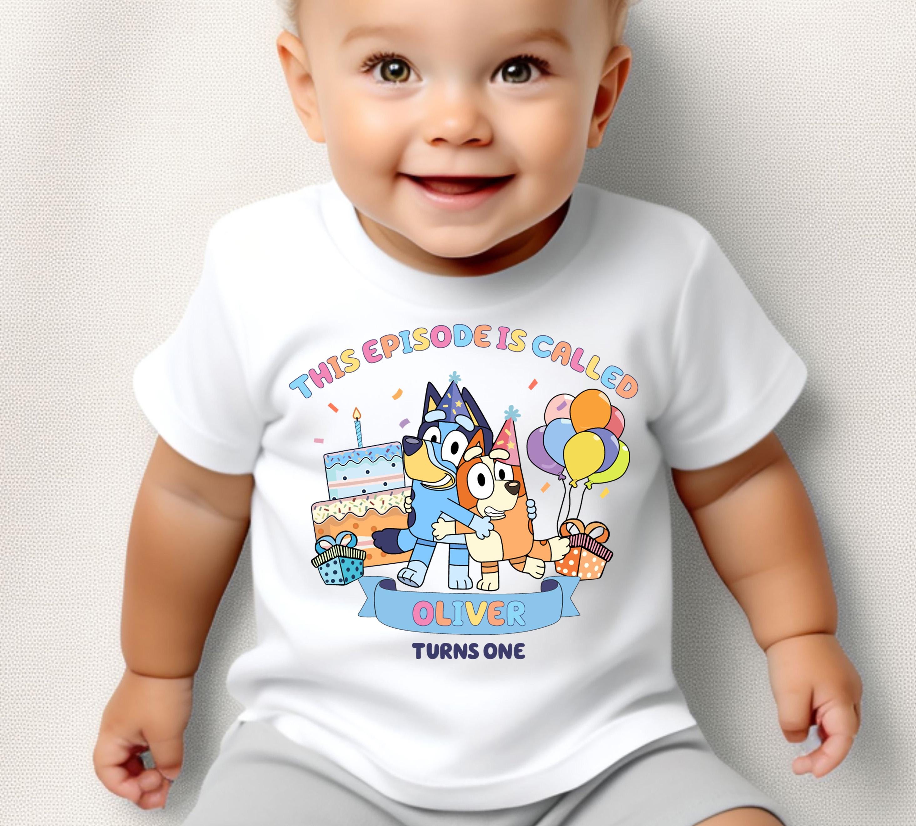 Custom Blue Birthday Boy Shirt Personalized Blue Birthday Kid Shirt Blue Dog Birthday T-Shirt Blue Dog Birthday Party Shirt Birthday Outfit