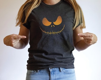 Jack Skellington Shirt Jack Pumpkin face Shirt Halloween Costume Spooky Season Shirt Fall Tee Halloween Shirt Gift for Halloween Spooky tee