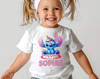 Stitch Birthday Shirt: Disney Kids Tee (Custom Name Options) Stitch Birthday Boy Shirt, Custom Stitch Birthday Shirt, Kids Birthday Sweater