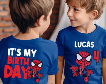 Custom Spiderman Birthday Boy Shirt, Family Birthday Shirt, Custom Age Birthday Shirt, Spider Web Shirt, Custom Birthday Shirt, Spider Shirt
