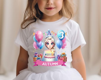 Frozen Birthday Shirt, Custom Princess Elsa Shirt, Personalized Elsa Anna Tshirt, Disney Princess Elsa T-shirt, Toddler Frozen Shirt,