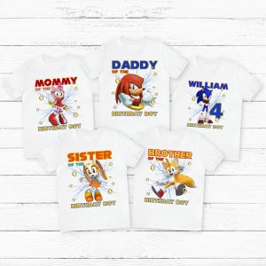 Custom Sonic Birthday Boy Shirt, Sonic Birthday Tee, Sonic Family Birthday Tee, Matching Shirt Sonic, Birthday Gift, Personalized Sonic Tee