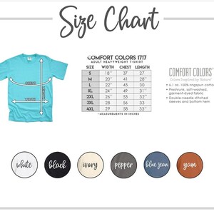 the sie chart for a t - shirt with different colors