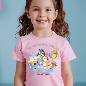 Custom Blue Birthday Girl Shirt Personalized Birthday Girl Shirt Birthday Blue Dog Shirt Birthday Party Shirts Funny Toddler Outfit Shirt
