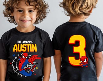 Custom Spider Birthday Shirt, Superhero Family Tee