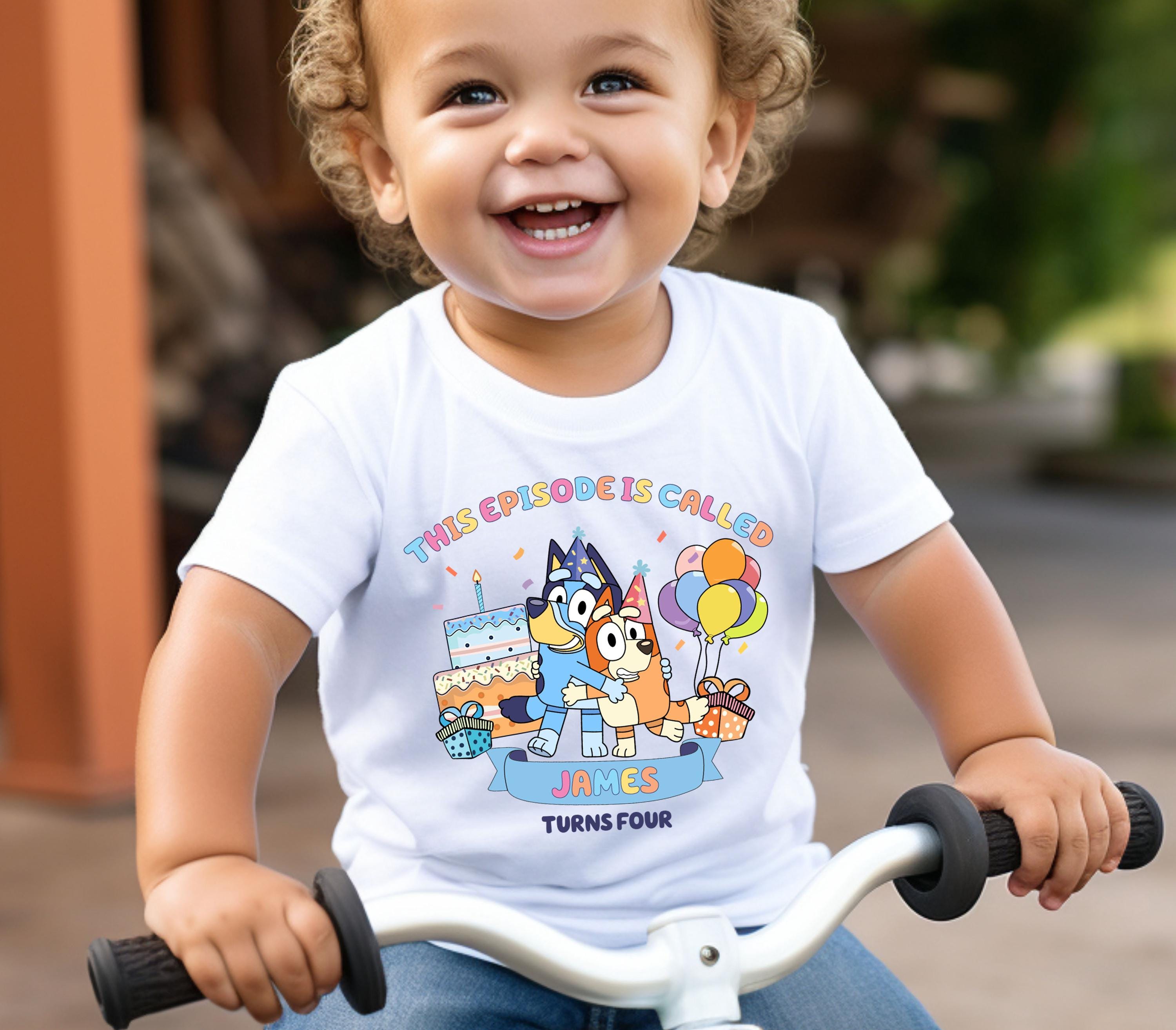 Custom Blue Birthday Boy Shirt Personalized Blue Birthday Kid Shirt Blue Dog Birthday T-Shirt Blue Dog Birthday Party Shirt Birthday Outfit