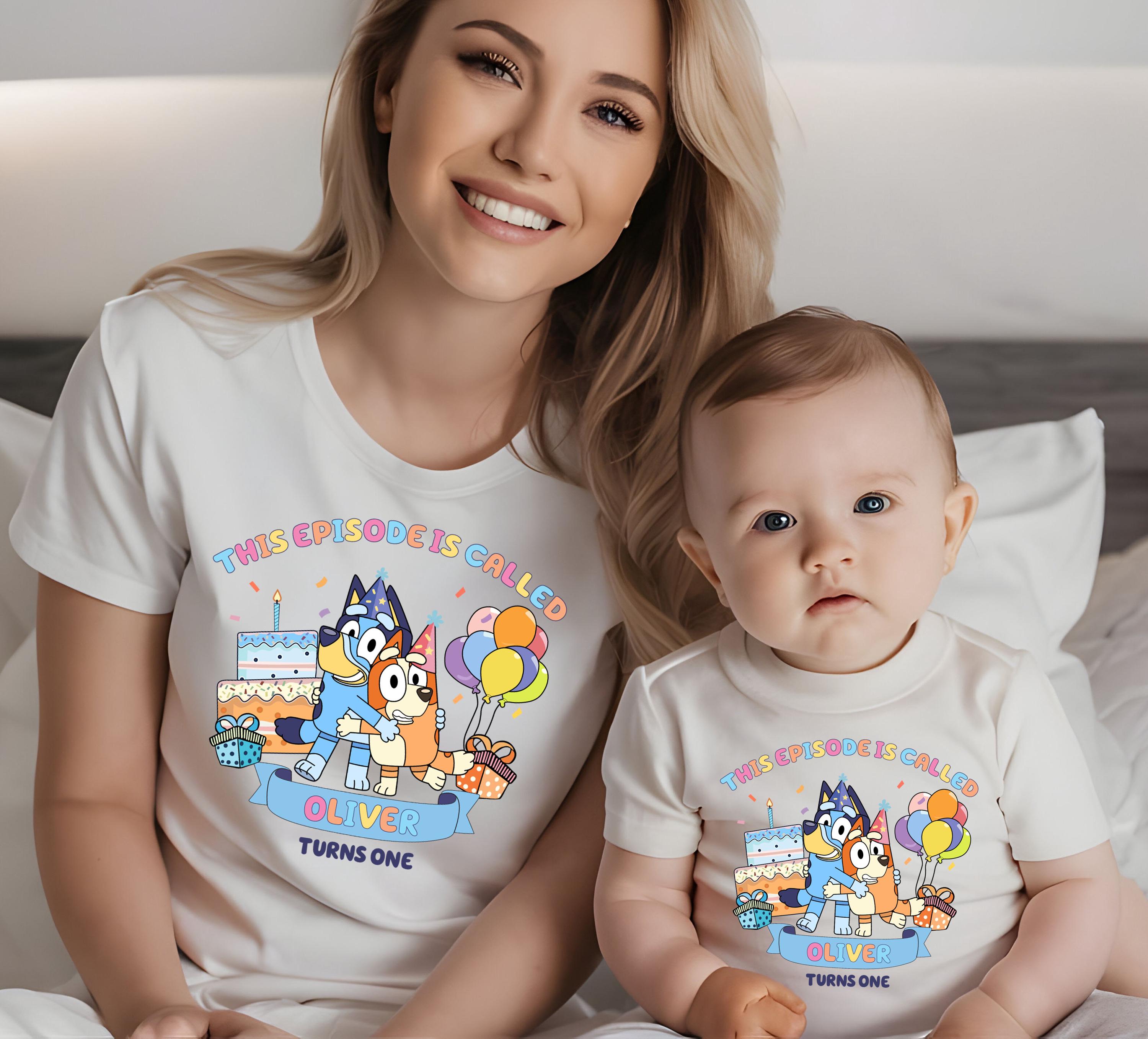 Custom Blue Birthday Boy Shirt Personalized Blue Birthday Kid Shirt Blue Dog Birthday T-Shirt Blue Dog Birthday Party Shirt Birthday Outfit