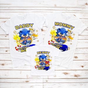 Custom Sonic Birthday Boy Shirt, Sonic Birthday Tee, Sonic Family Birthday Tee, Matching Shirt Sonic, Birthday Gift, Personalized Sonic Tee