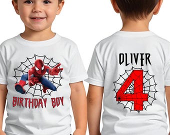 Custom Spidey Birthday Boy Shirt, Superhero Family Matching Tee