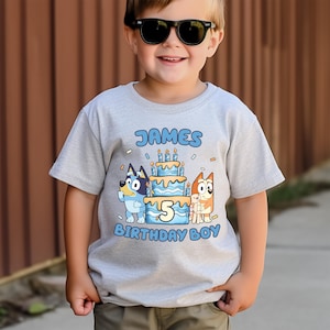 Personalized Blue Birthday Boy Shirt Custom Blue Birthday Boy Shirt Blue Dog Birthday T-Shirt Blue Dog Birthday Party Shirt Birthday Outfit