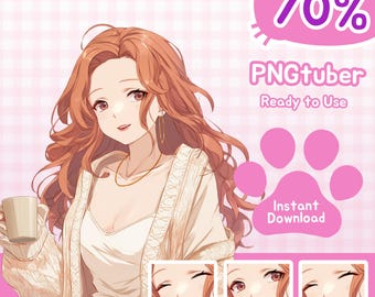 Cozy PNGtuber Girl Model – Ready to Use Streaming Avatar with Warm & Elegant Style