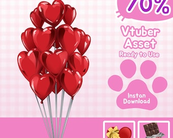 Valentine Balloons PNG Overlay: VTuber Stream Decoration (Digital Download)