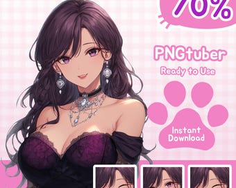 Elegante modello PNGtuber precostruito gotico / Elegante avatar Vtuber a mezzo busto / Pronto all'uso