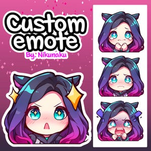 Custom VTuber Emotes | Twitch & Discord Emoji Set | Chibi Kawaii Furry Style | Cute Stream Icons Pack