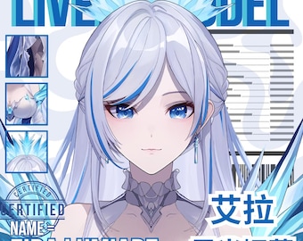 Live2D VTuber Model: Eira Luminara - Rigged Avatar, Emotes Bundle (Instant Download)