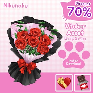 Paquete de superposiciones PNG florales de San Valentín para VTuber: Decoración romántica para streaming