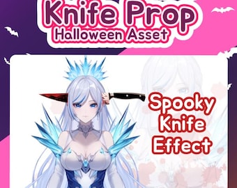 Halloween Vtuber Prop PNG | Bloody Knife Through Head Asset for Streaming & PNGtuber