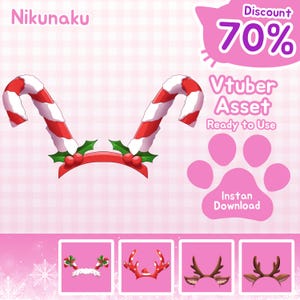 Diadema con cuernos de ciervo y dulces: ¡un recurso festivo de VTuber para transmisiones navideñas!