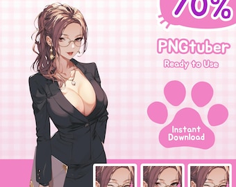 Elegant Business Woman PNGtuber Model | Ready to Use VTuber Avatar