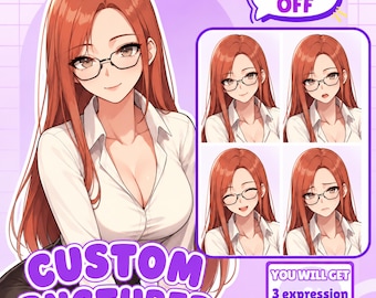 Modèle PNG personnalisé d'anime pour stream Twitch, conception de personnage (PSD) - Fichier source haute résolution
