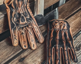 Inferno Leather Gloves Set Fire Burn