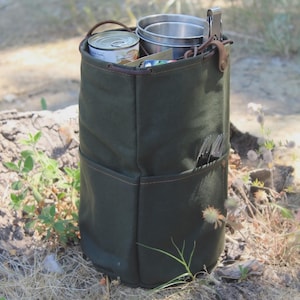 Waxed Canvas Bushcraft Pouch – Leather Tool Organizer
