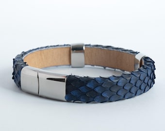 Python Snakeskin Bracelet Handmade Exotic Leather Cuff Minimalist