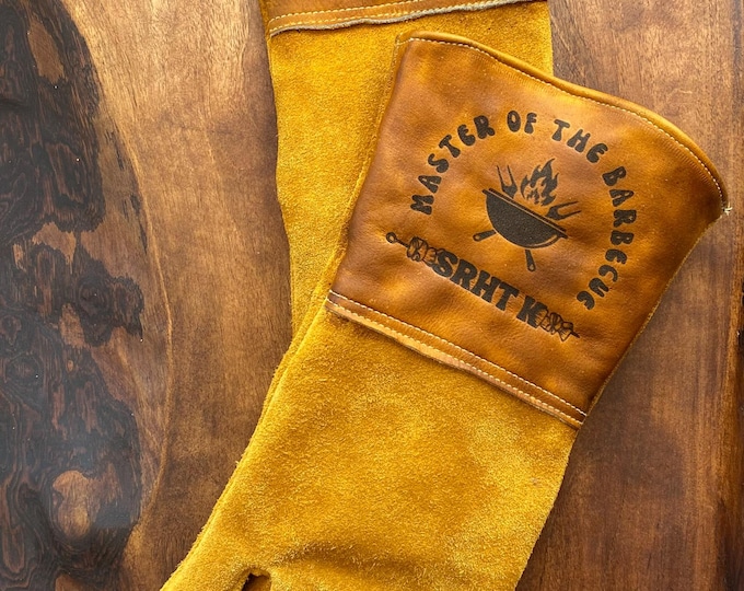 Handmade Leather Grilling Gloves – Heat Resistant BBQ Gloves
