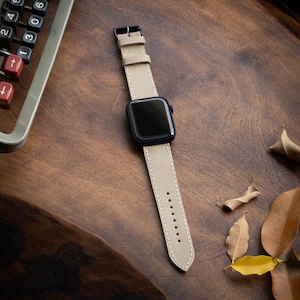 Luxury Beige Apple Watch Band Genuine Leather Apple Watch Strap Suits Apple Watch 10 Generation Leather Strap  Watch Ultra 2 Elegant Strap