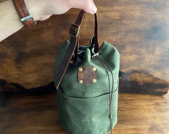 Waxed Canvas Bushcraft Pouch – Leather Tool Organizer
