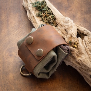 Faltbarer Futterbeutel Canvas Leder Sammeltasche Wandergürteltasche Kompaktes Outdoor Zubehör Camping Beutel Weihnachten Geschenkidee