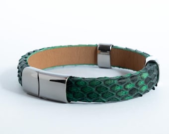 Handmade Exotic Leather Bracelet – Real Python Luxury Wristband