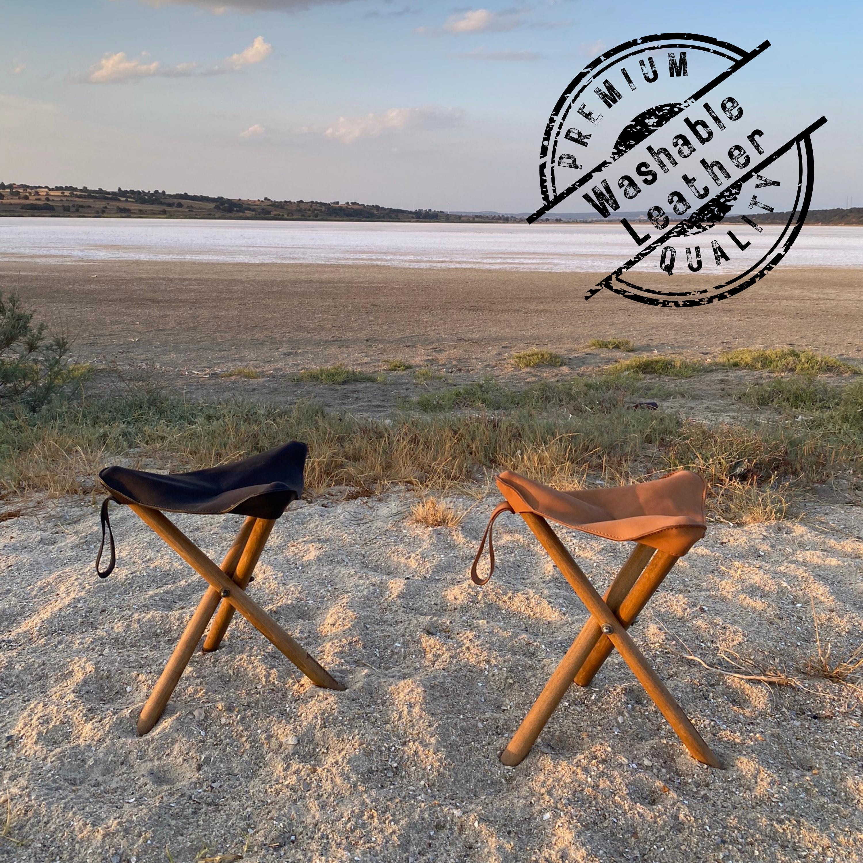 Handmade Leather Tripod Stool – Folding Wooden Outdoor Chair - Etsy