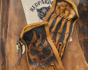 INFERNO SKELETOR Skull Motorcycle Gloves