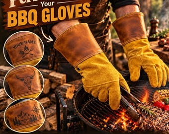 Handmade Leather Grilling Gloves – Heat Resistant BBQ Gloves