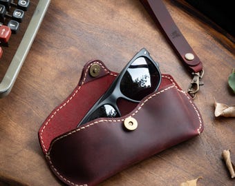 Natural Leather Glasses Case, Handmade Sunglasses Sleeve, Leather Eyeglass Holder