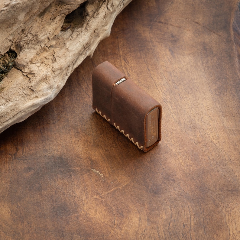 Handmade Leather Zippo Sleeve – Vintage Lighter Case image 5