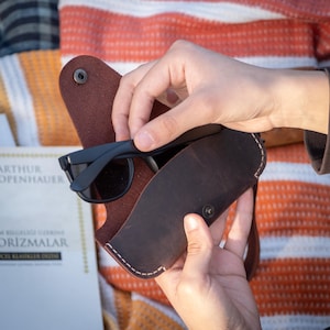 Leren brillenkoker gepersonaliseerde zonnebrilhouder, RayBan Aviator Protector Speciale zomercadeaus Leren hoes voor bril
