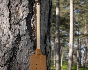 Tapette à mouches en cuir faite main, manche en bois personnalisé