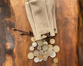 Suede Leather Foraging Pouch, Handmade Bushcraft Belt Bag, EDC Utility Pouch, Personalized Gift