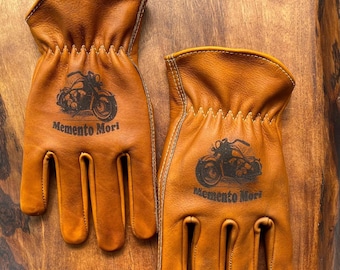 Personalized Leather Motorcycle Gloves, Custom Biker Riding Gear