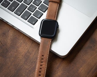 Series 10 Apple Watch-band: echt leren band in Panerai-stijl