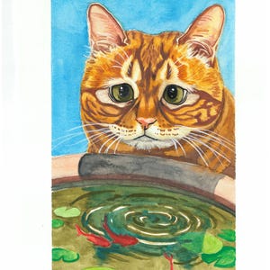 Cadeau de carte postale aquarelle dessin drôle de chat - « Non, ce ne sont pas de la nourriture »