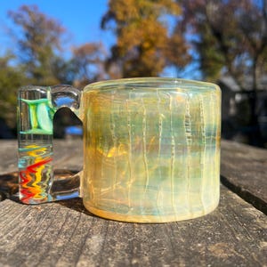 Hand Blown Glass Coffee Mug, Silver Fume Borosilicate Pyrex, 16 fl. oz.