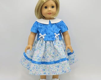 Doll Dress with Blue Jacket: 18" Doll Clothes, Floral Print