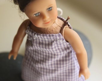 6.5" Mini Doll Clothes - Pillowcase Dress, Lavender Gingham