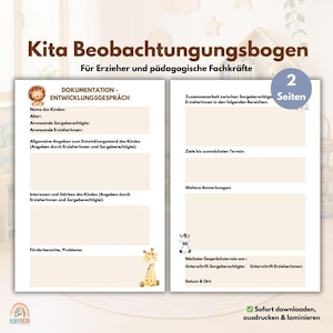 Reunión de desarrollo de jardín de infantes | Plantilla PDF para reunión de padres | Guardería