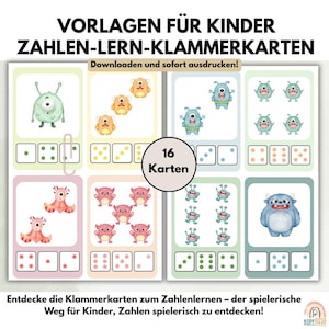 Cartões de clipe para jardim de infância |  | Modelos de PDF |  | Famílias | Flashcards de números para crianças |